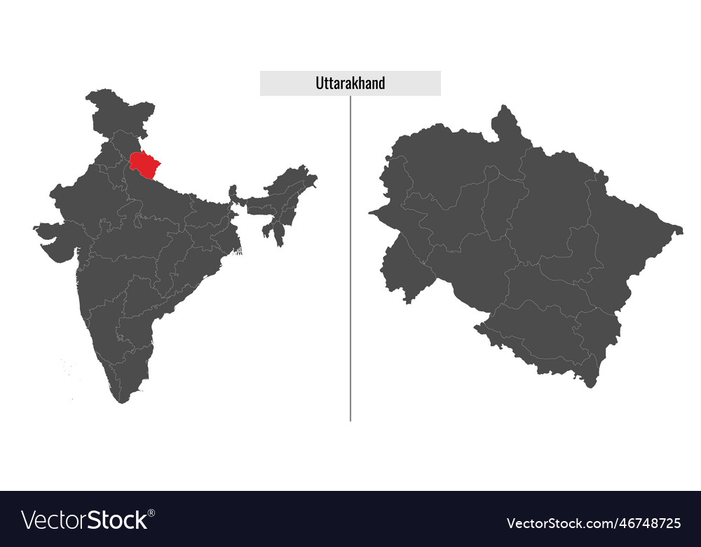 Map of uttarakhand state of india Royalty Free Vector Image