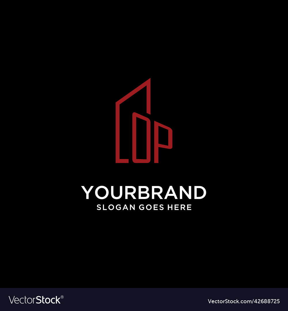 Op initial monogram with building logo design Vector Image Op initial monogram with building logo design
