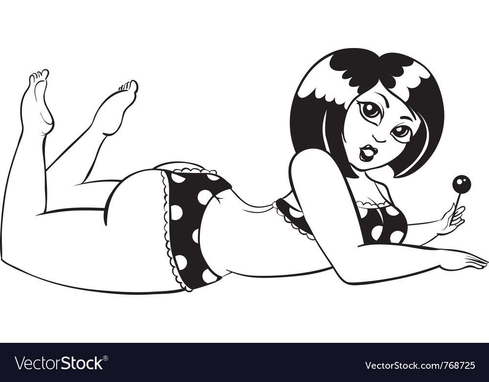 Pinup cute girl with lollipop