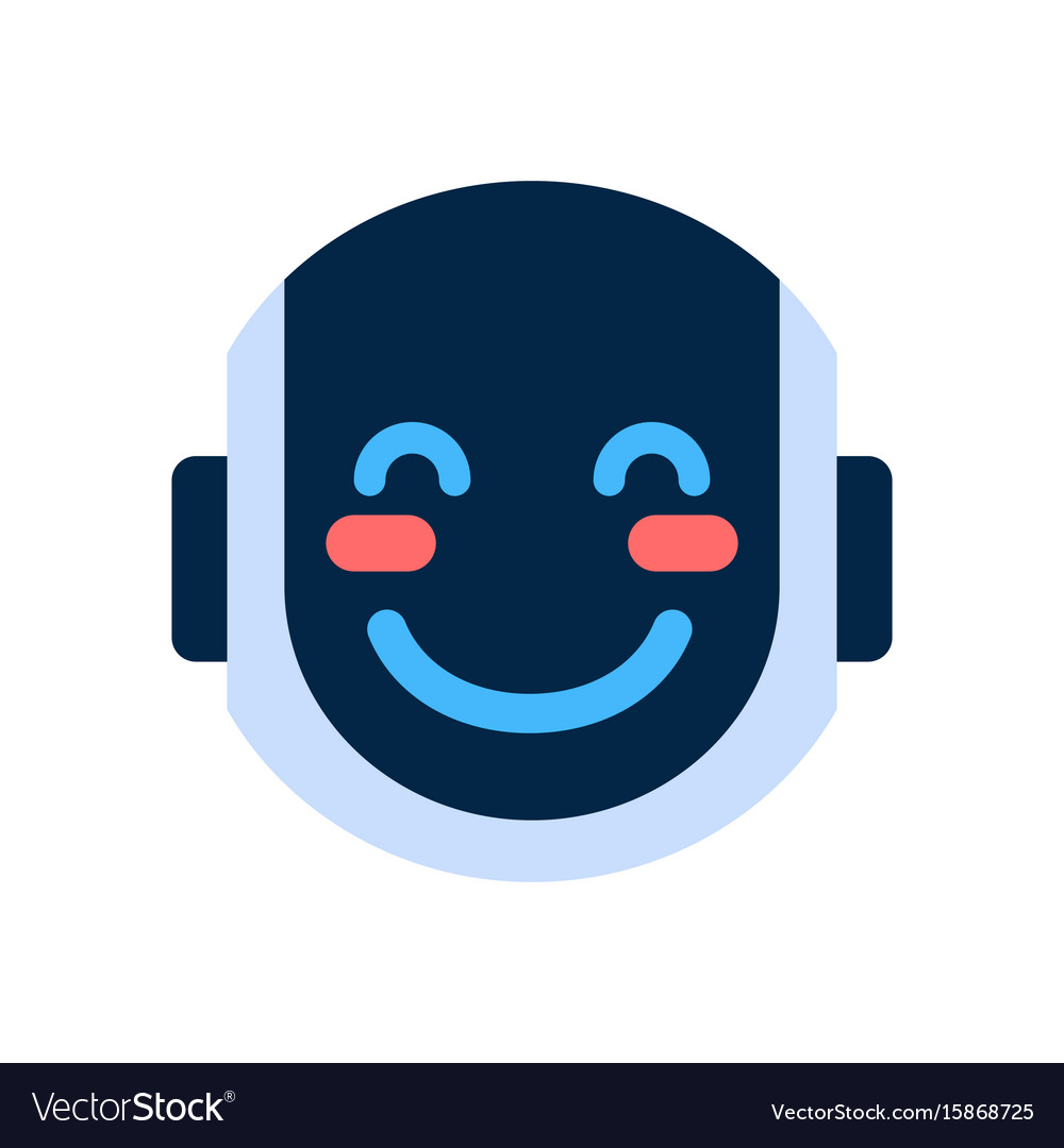 Robot face icon smiling blushed emotion