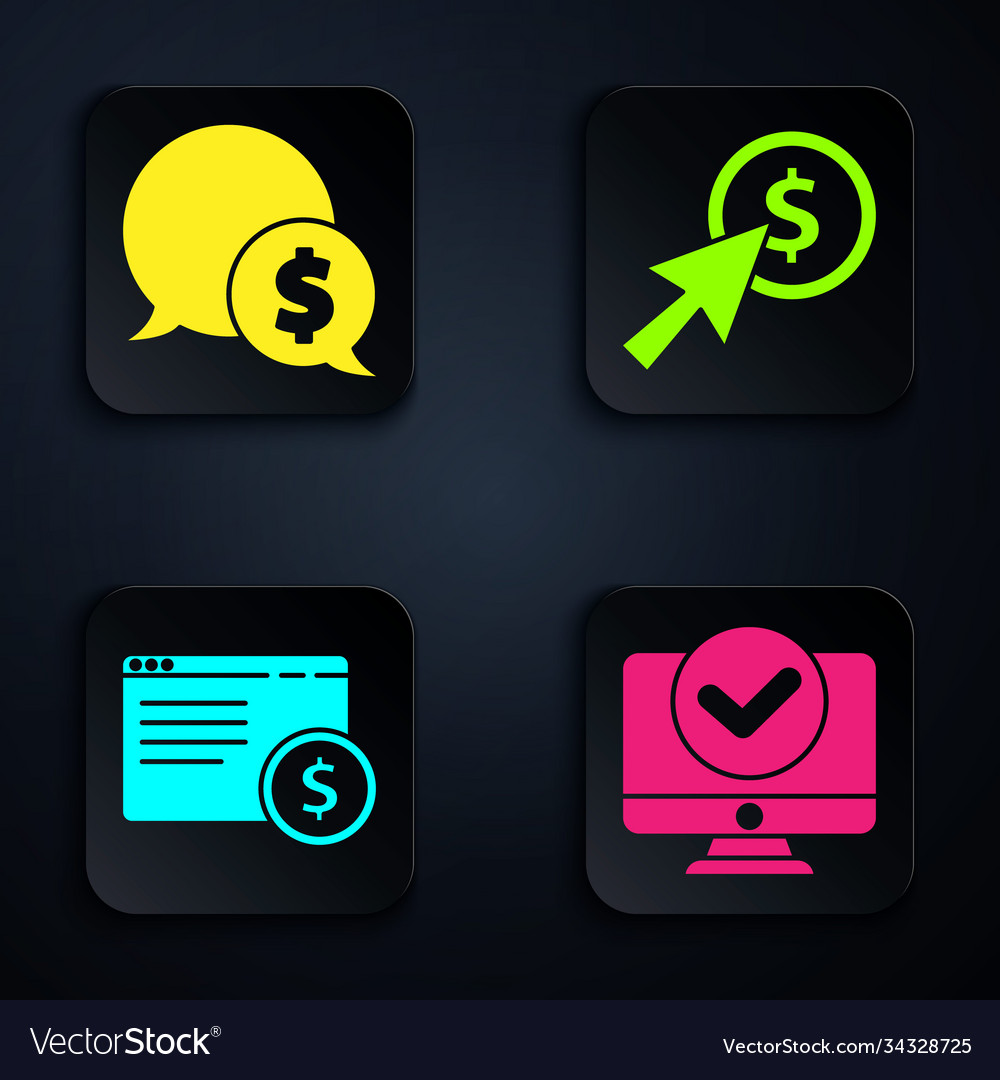 Set computer monitor speech bubble with dollar vector image Set computer monitor speech bubble with dollar
