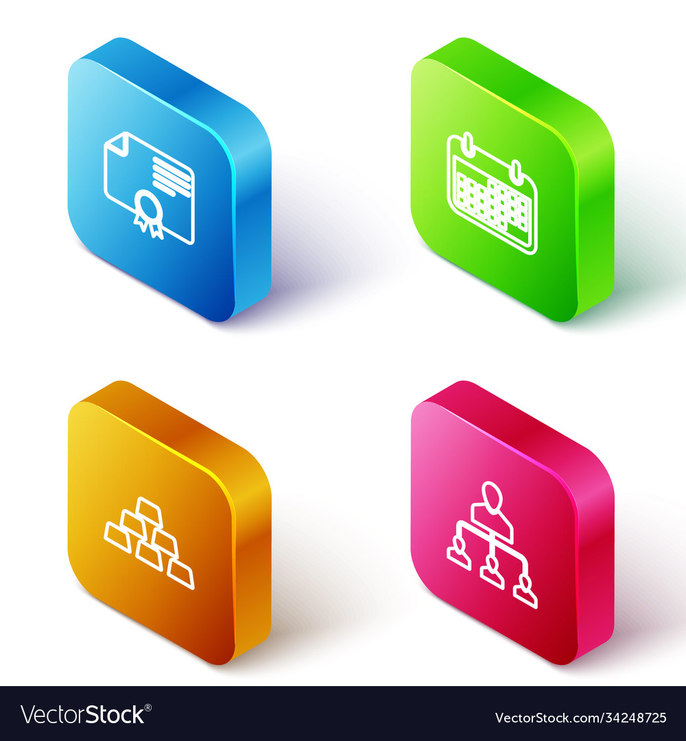 Set isometric line certificate template calendar