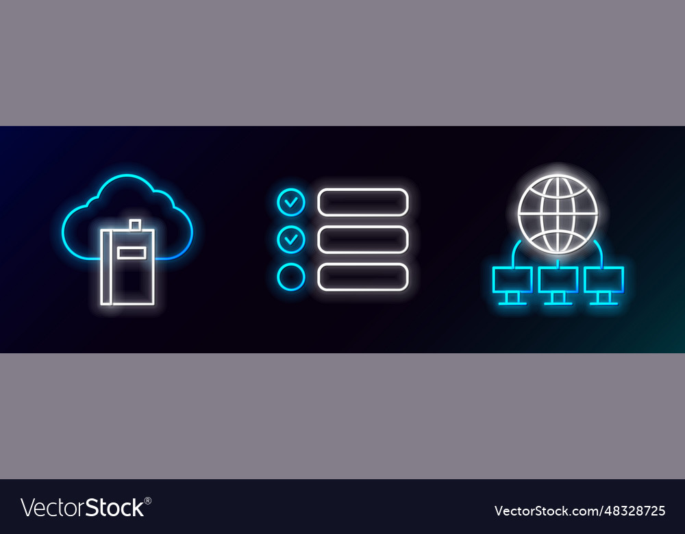 Set line computer network cloud online library Vector Image Set line computer network cloud online library