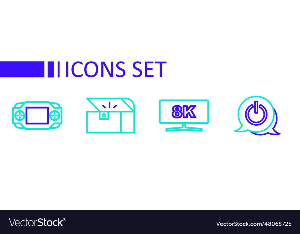 Set line power button computer monitor chest vector image Set line power button computer monitor chest