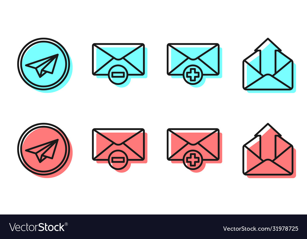 Set line received message concept paper plane vector image Set line received message concept paper plane