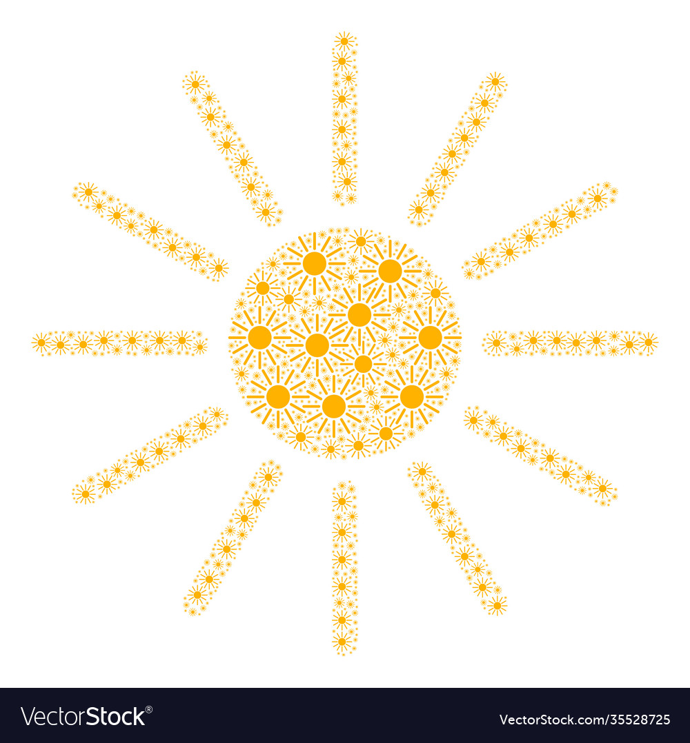 Sun icon recursive mosaic vector image Sun icon recursive mosaic