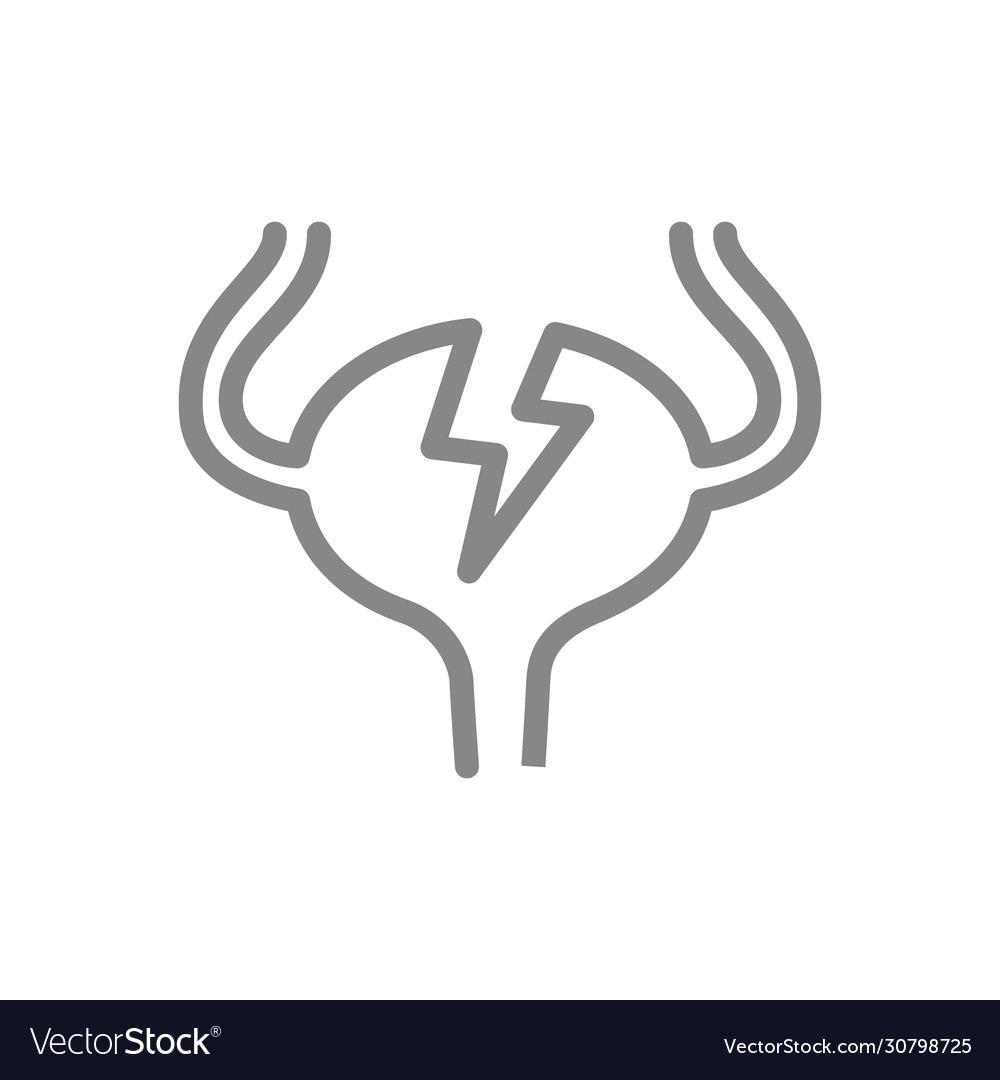 Urinary bladder with acute pain line icon Vector Image