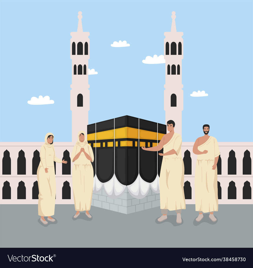 Hajj Mabrur People With Kaaba Mecca Royalty Free Vector