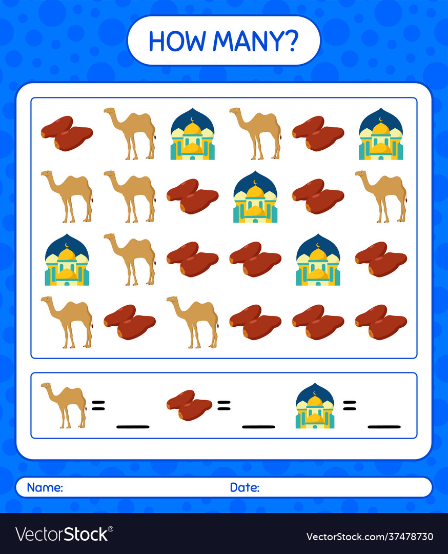 How many counting game with ramadan icon vector image How many counting game with ramadan icon