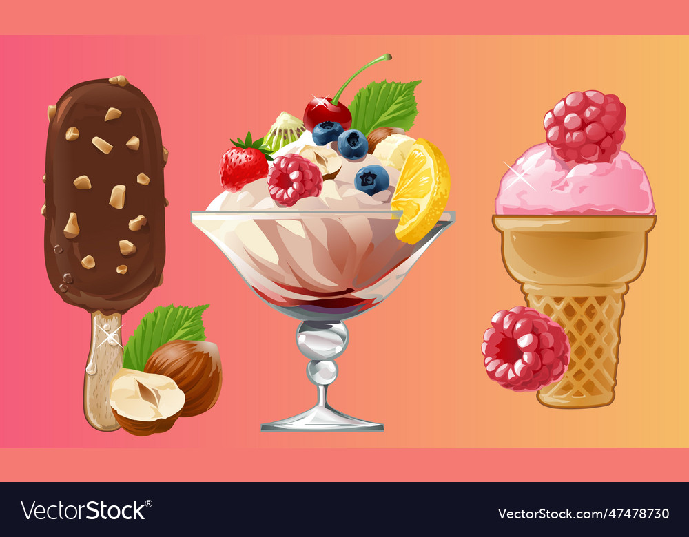 Ice cream realistic constructor set of various