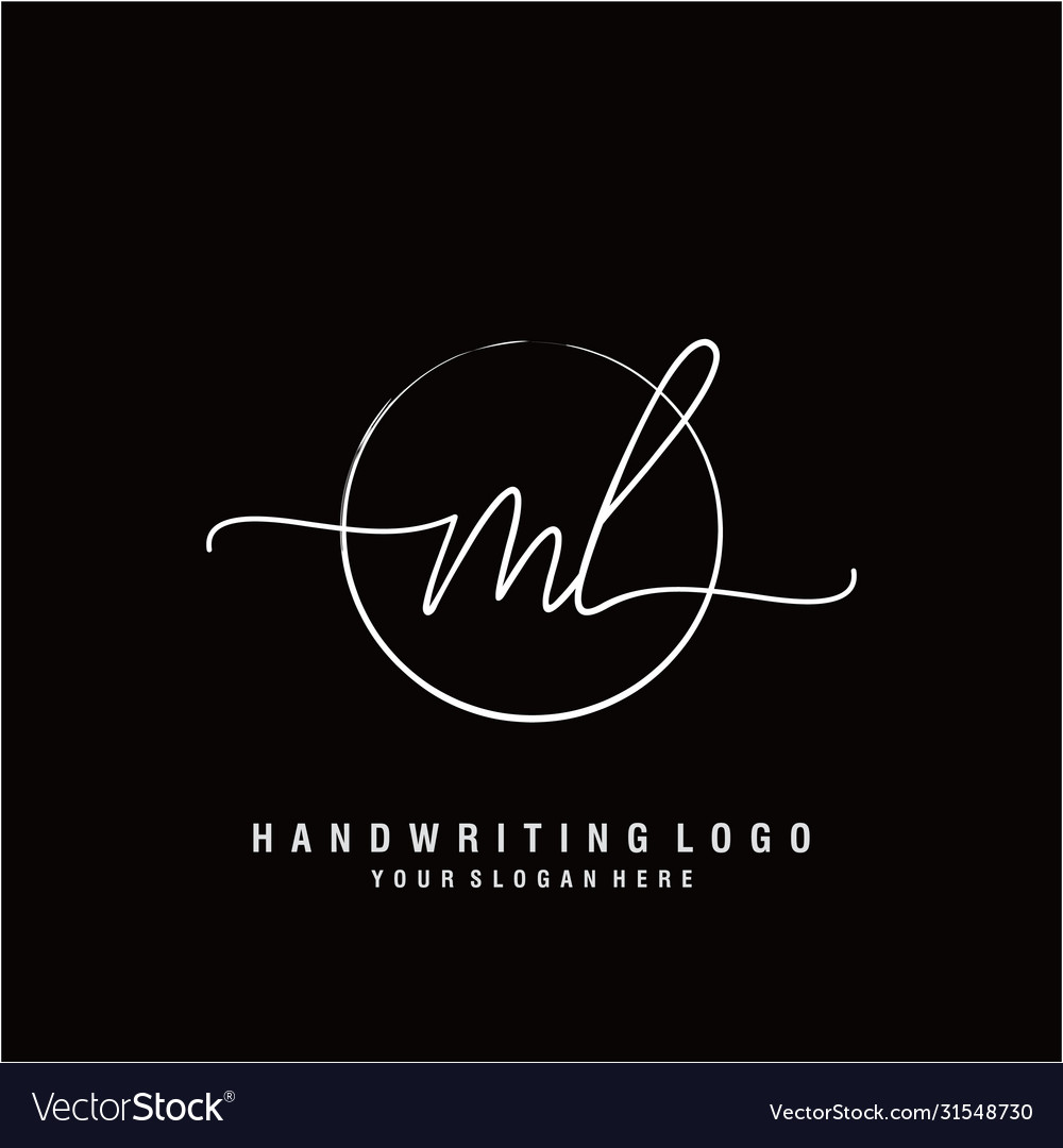Ml initial handwriting logo design