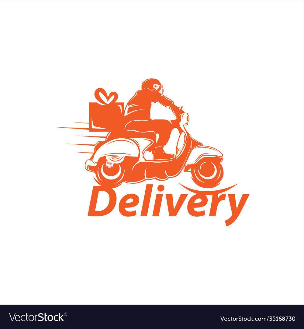 Motorbike amp delivery man logo icon Royalty Free Vector