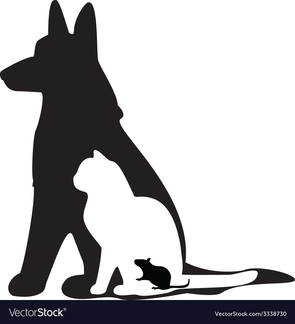 Download Mouse cat dog silhouette Royalty Free Vector Image