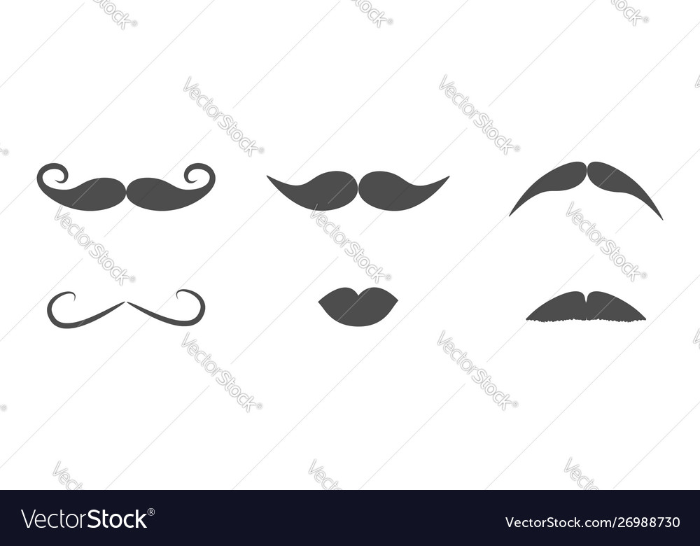 Mustaches And Lips Icon Set Line Moustaches Hair Vector Image