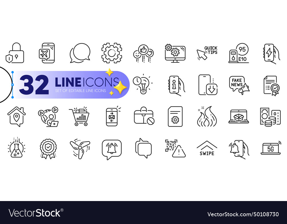 Outline set of support flight mode and video vector image Outline set of support flight mode and video