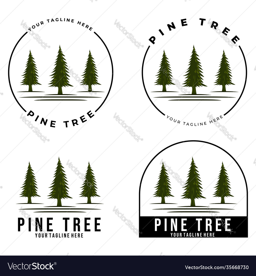 Pine trees logo design river colors