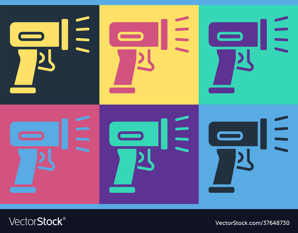 Pop art scanner scanning bar code icon isolated vector image Pop art scanner scanning bar code icon isolated