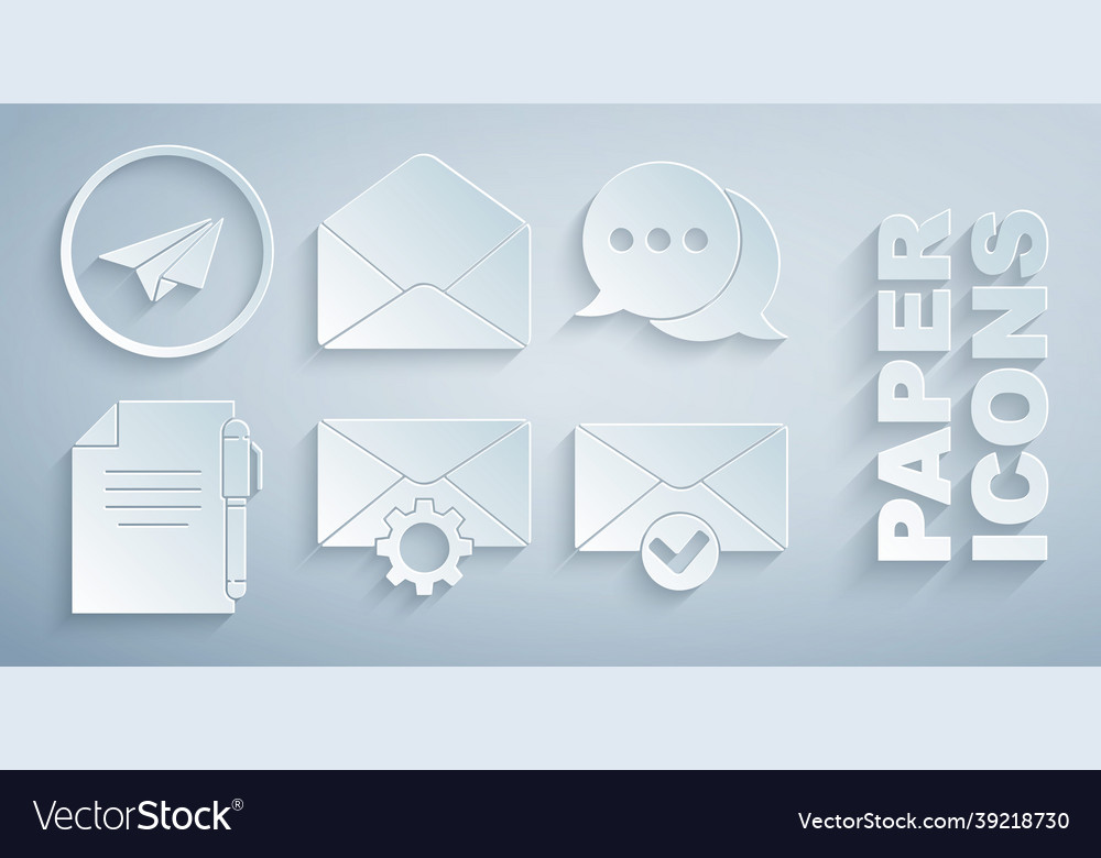 Set envelope setting speech bubble chat document vector image Set envelope setting speech bubble chat document