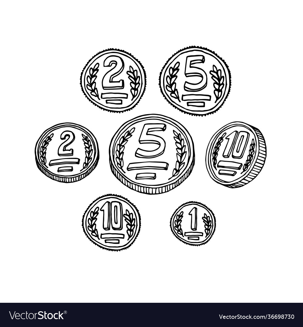 Set metal coins money symbol wealth Royalty Free Vector