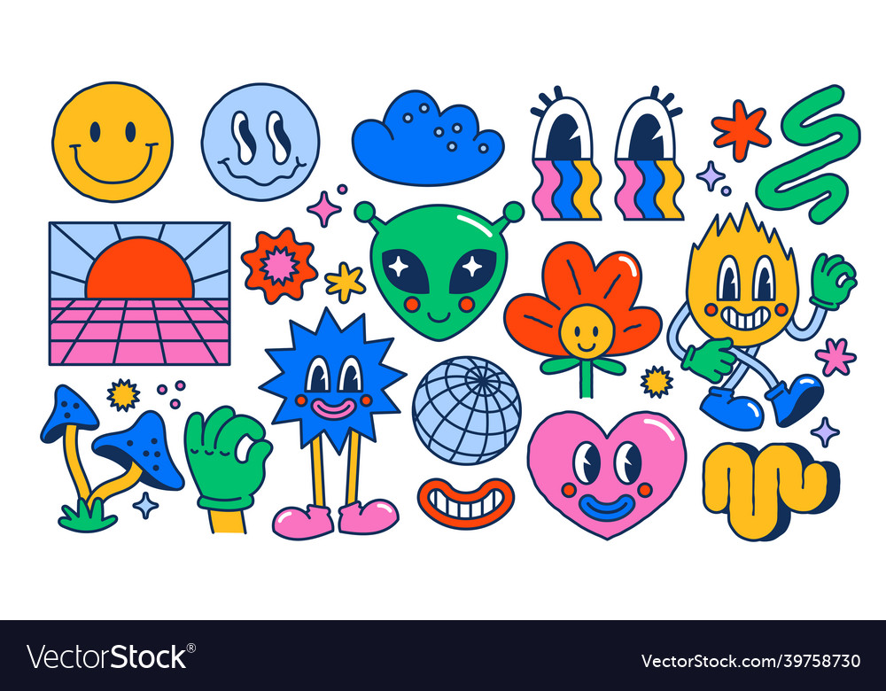 Set of rave symbols vector image Set of rave symbols