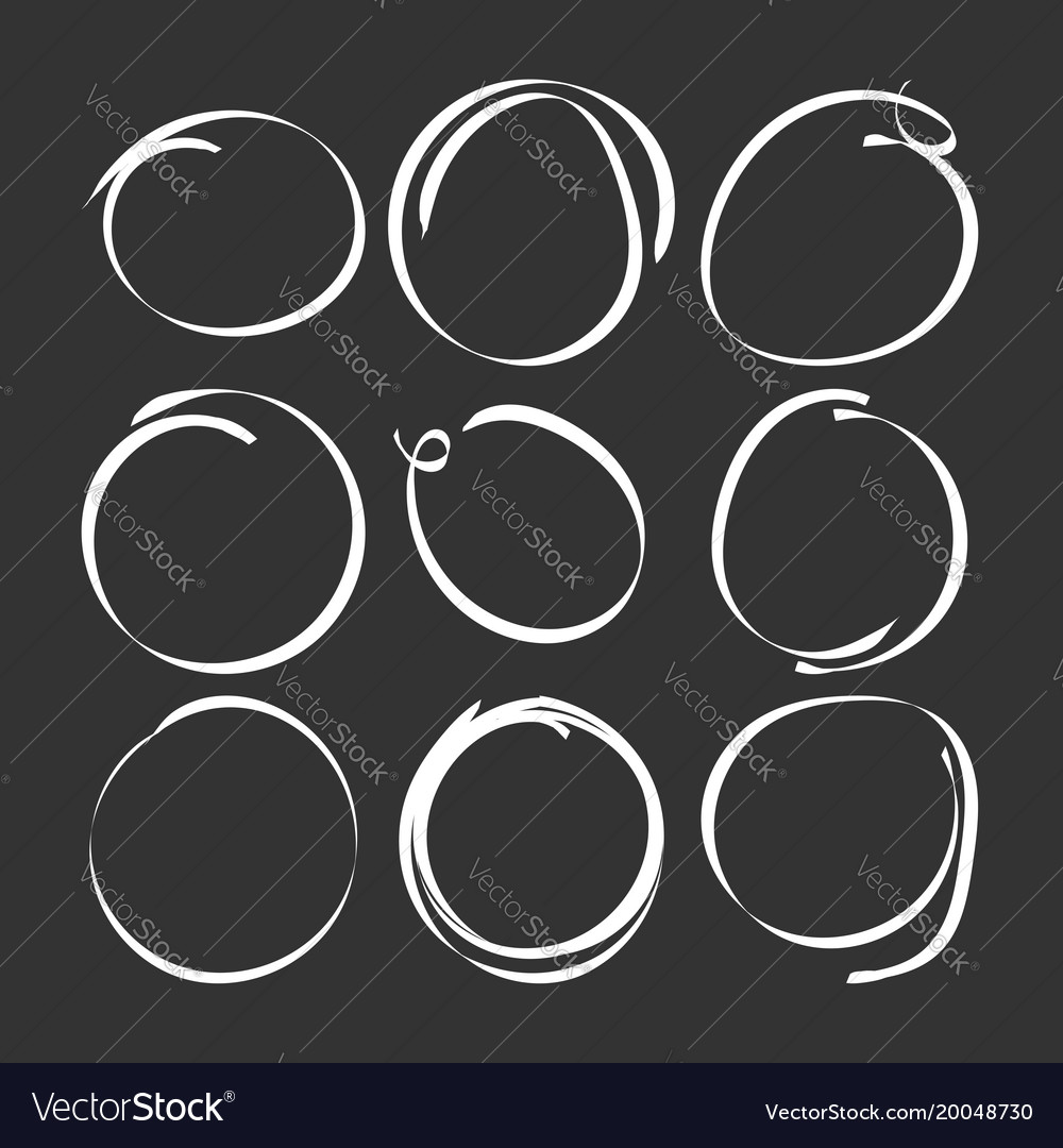 Set of the hand drawn scribble circles element