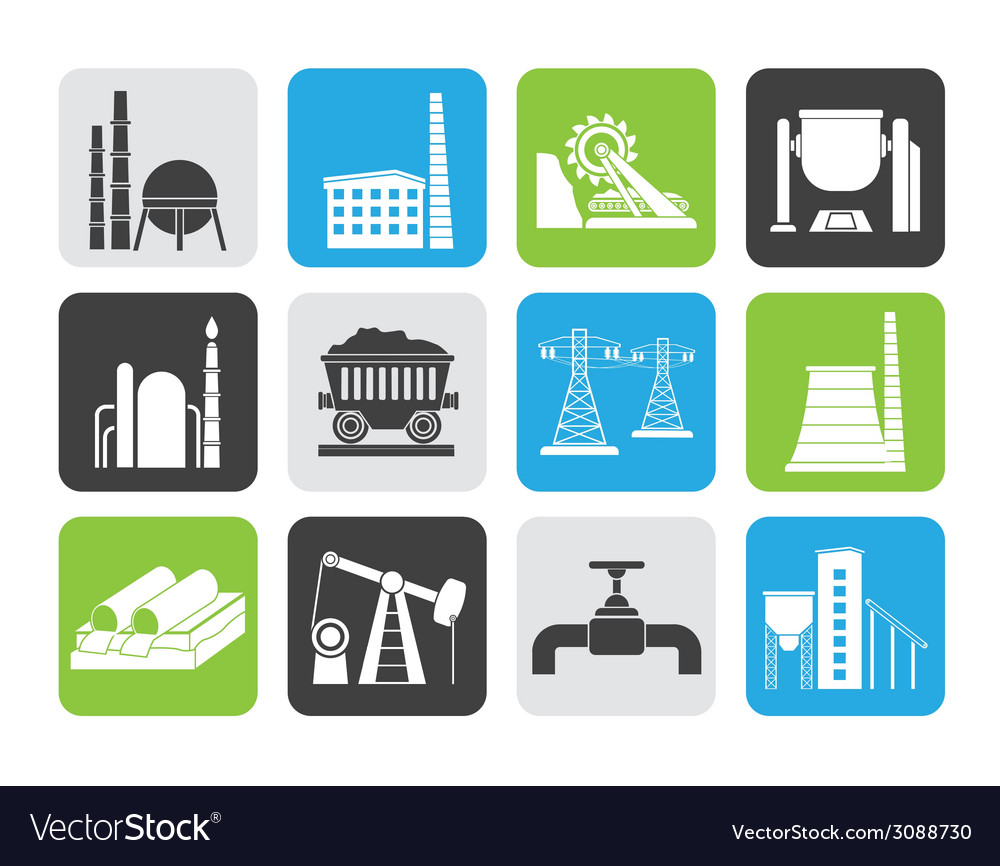 Silhouette heavy industry icons