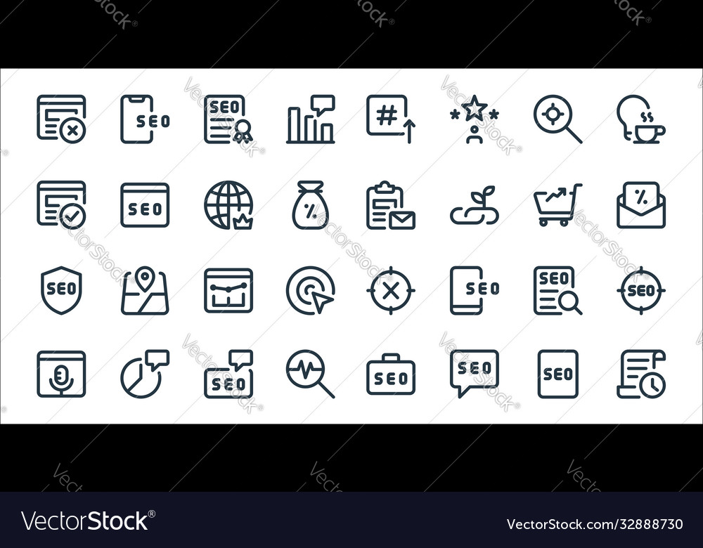 Web apps seo line icons linear set quality Vector Image Web apps seo line icons linear set quality