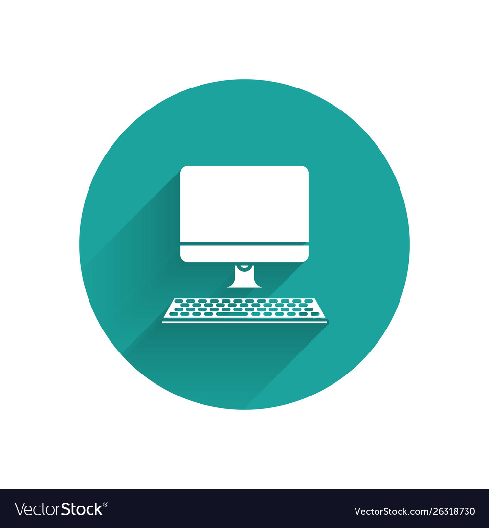 White computer monitor with keyboard icon isolated Vector Image White computer monitor with keyboard icon isolated