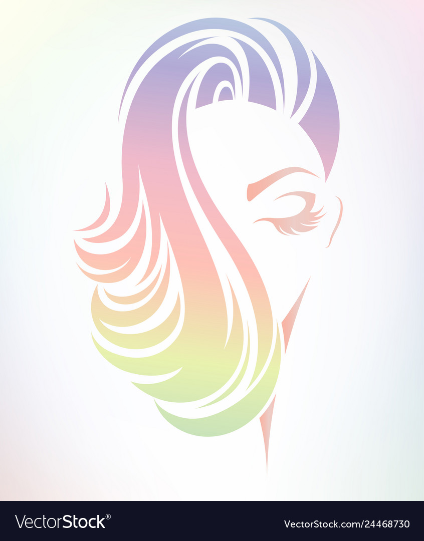 Women short hair style icon logo on color