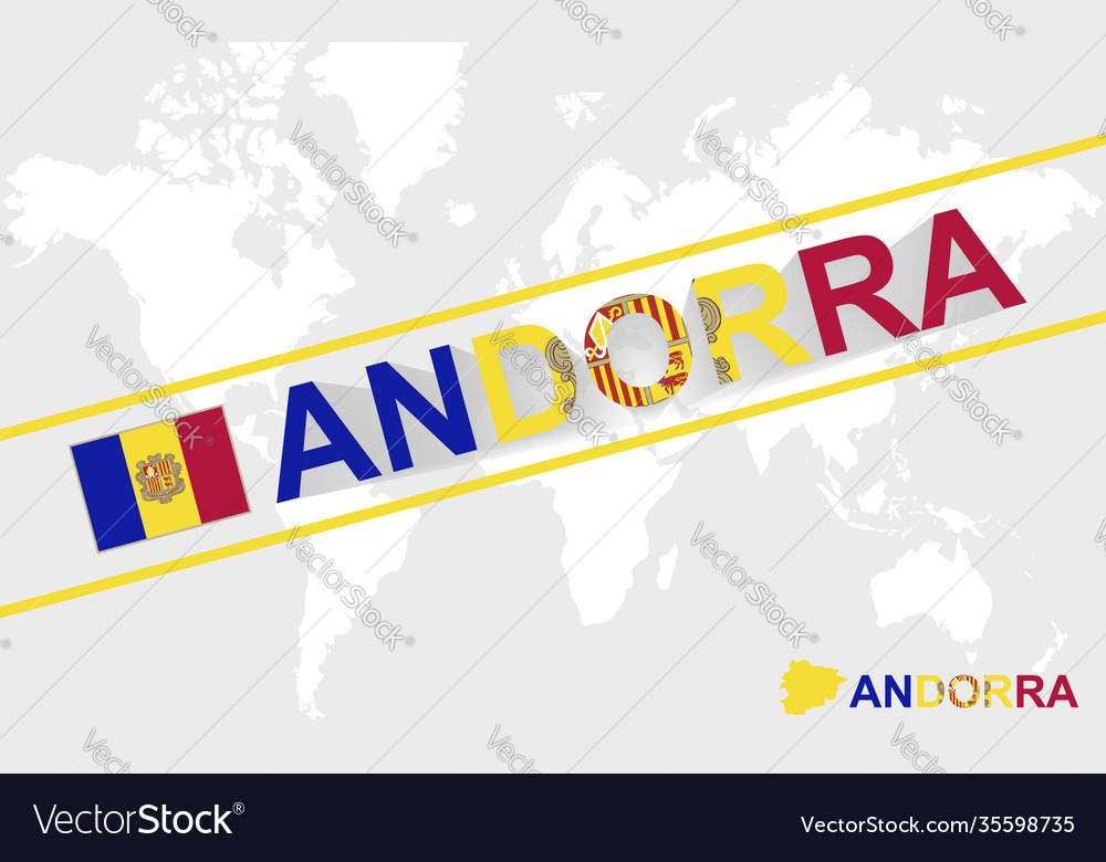 Andorra map flag and text