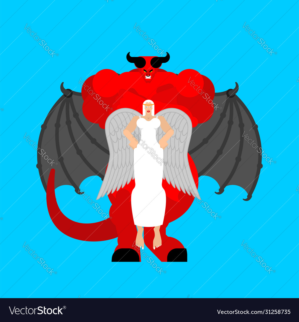 Angel woman and demon man beautiful archangel and Vector Image