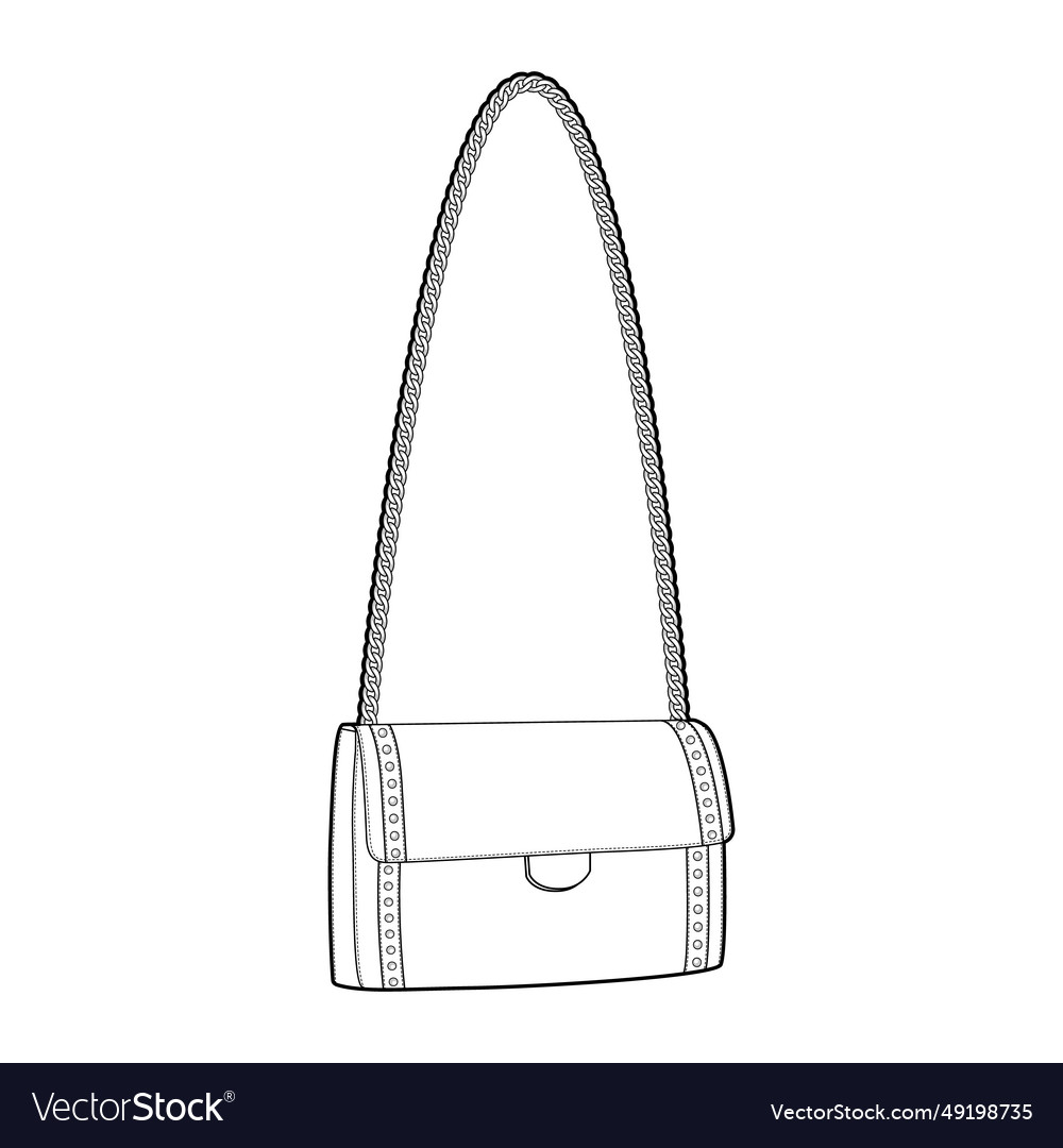 Chain-strap Cross-body Bag Baguette Silhouette Vector Image