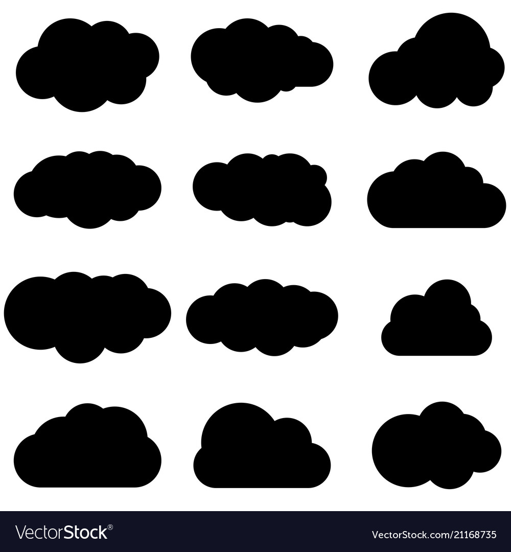 Cloud black icon set safe secure and scalable Vector Image Cloud black icon set safe secure and scalable