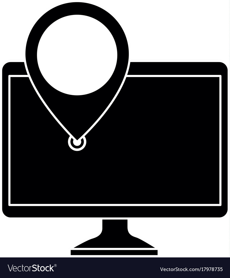 Computer mit Pointer-Standort isoliert Icon