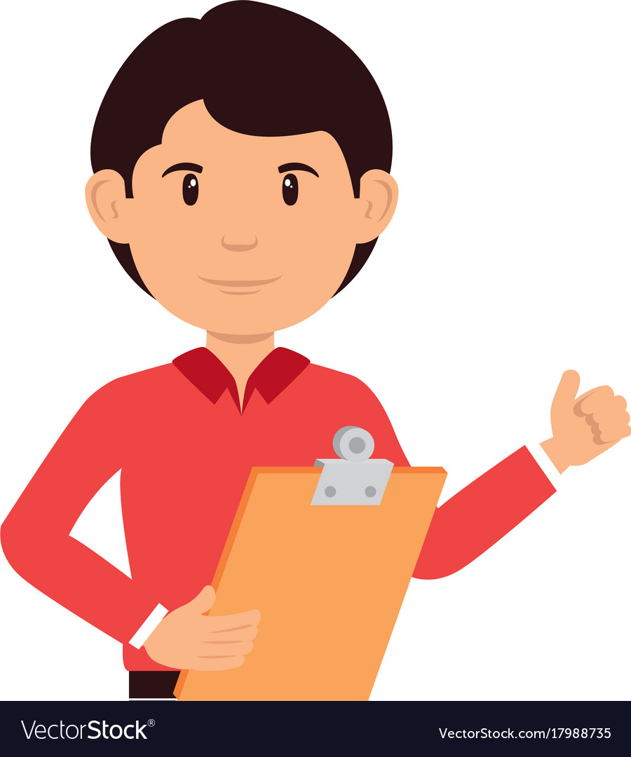 Delivery worker with clipboard avatar character