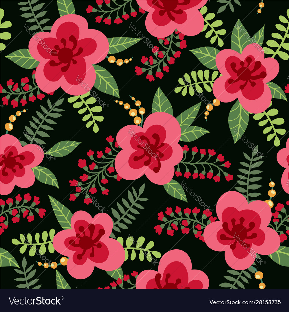 Blumen schwarz Hintergrundmuster