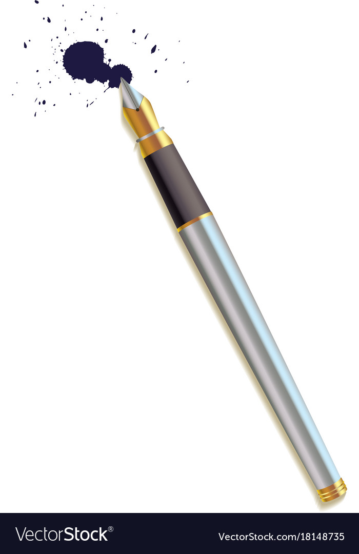 Fountain pen and a blot top view Royalty Free Vector Image
