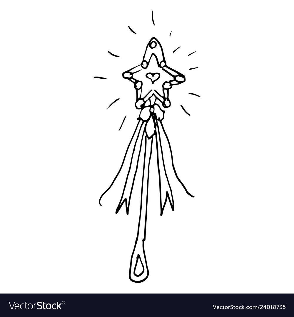 Hand gezeichnet doodle magischen Zauberstab Vector Image Hand gezeichnet doodle magischen Zauberstab
