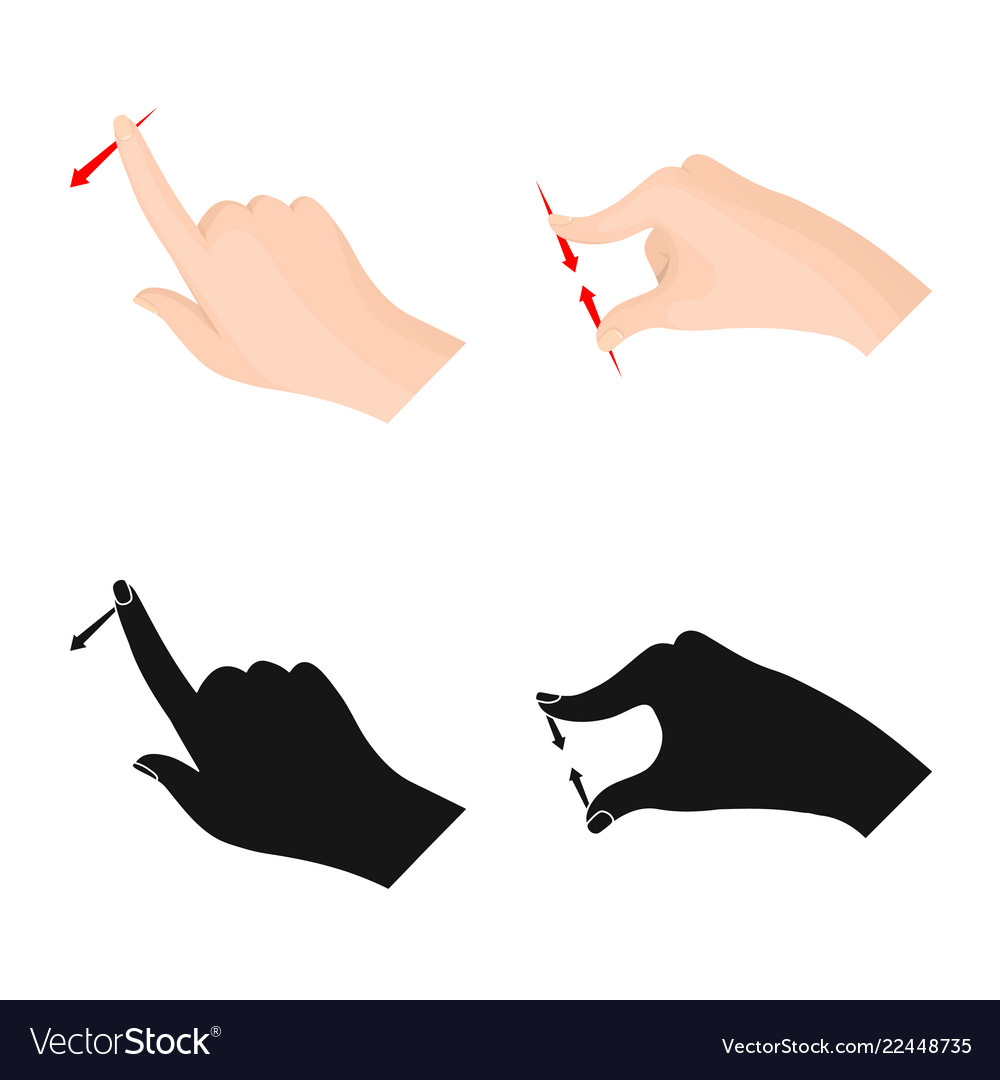 Isolated object of touchscreen and hand symbol