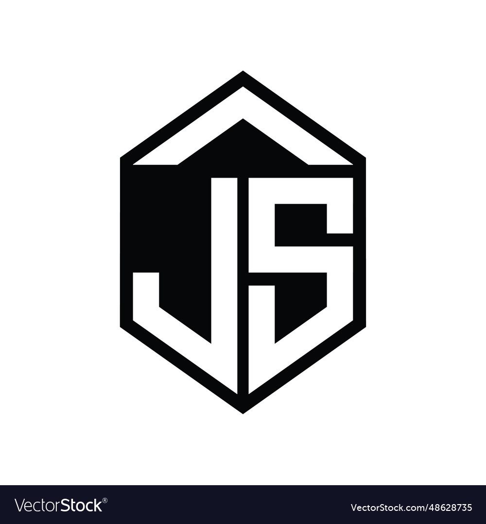 Js letter logo monogram simple hexagon shield vector image Js letter logo monogram simple hexagon shield