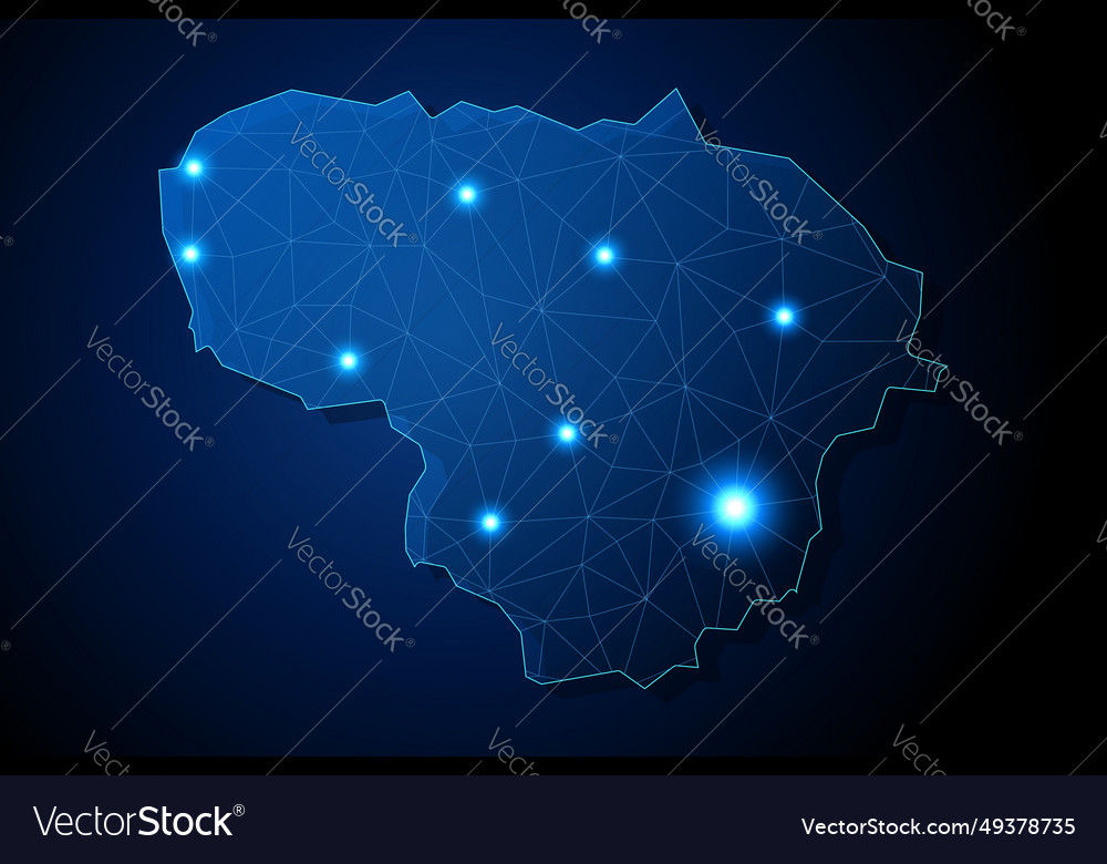 Lithuania - country shape with lines connecting