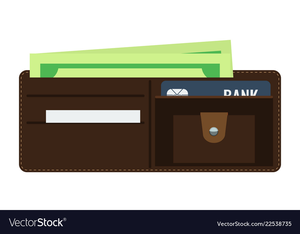 Opened wallet with flat and solid color style