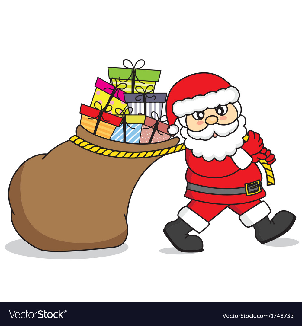 Christmas Santa Claus Dragging Gifts Drawing Illustration Element Gif PNG  Images