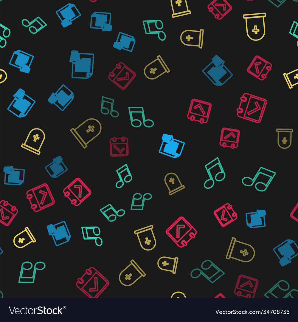 Set line delete file document music note tone vector image Set line delete file document music note tone