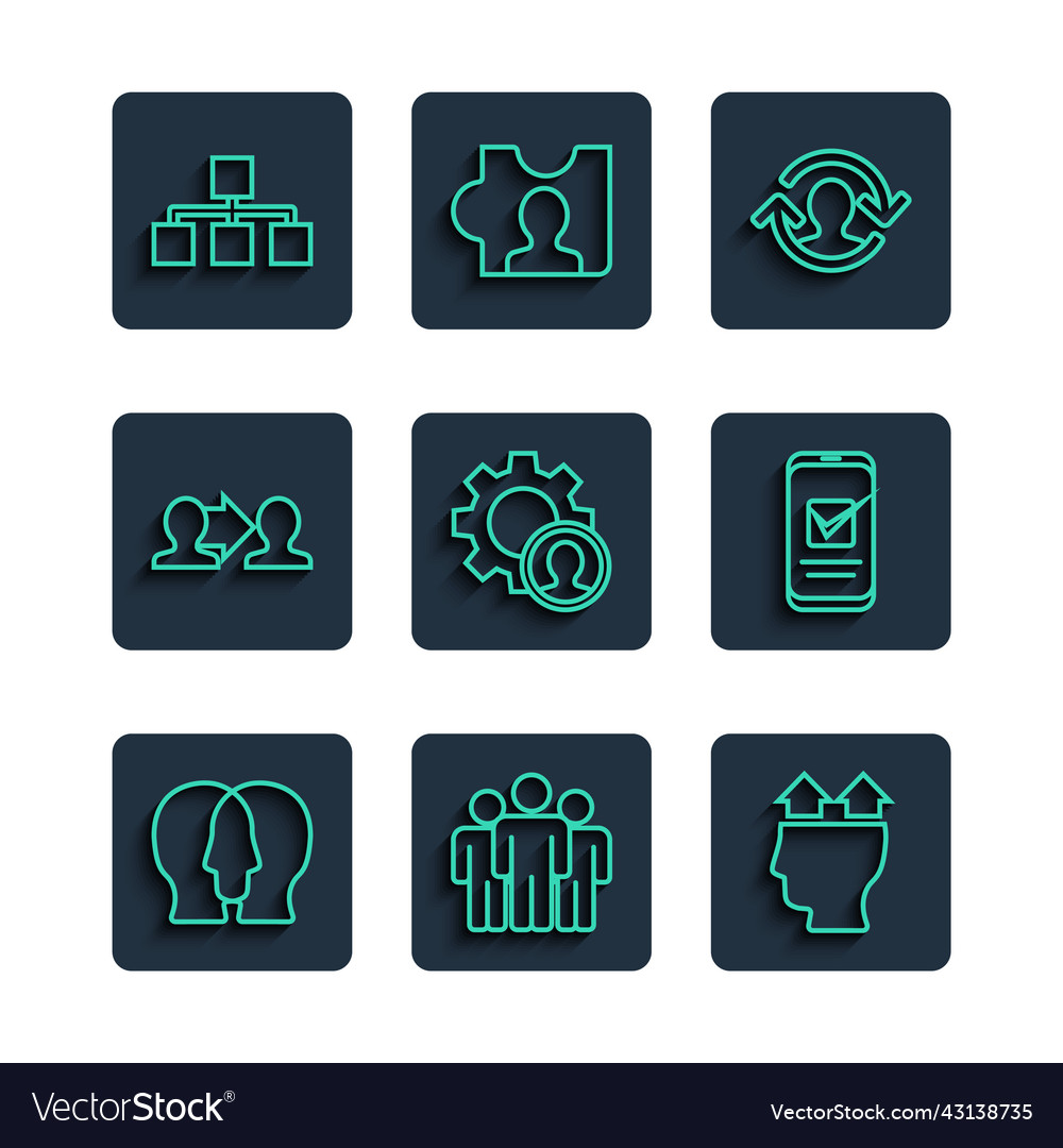 Set line project team base users group of man vector image Set line project team base users group of man