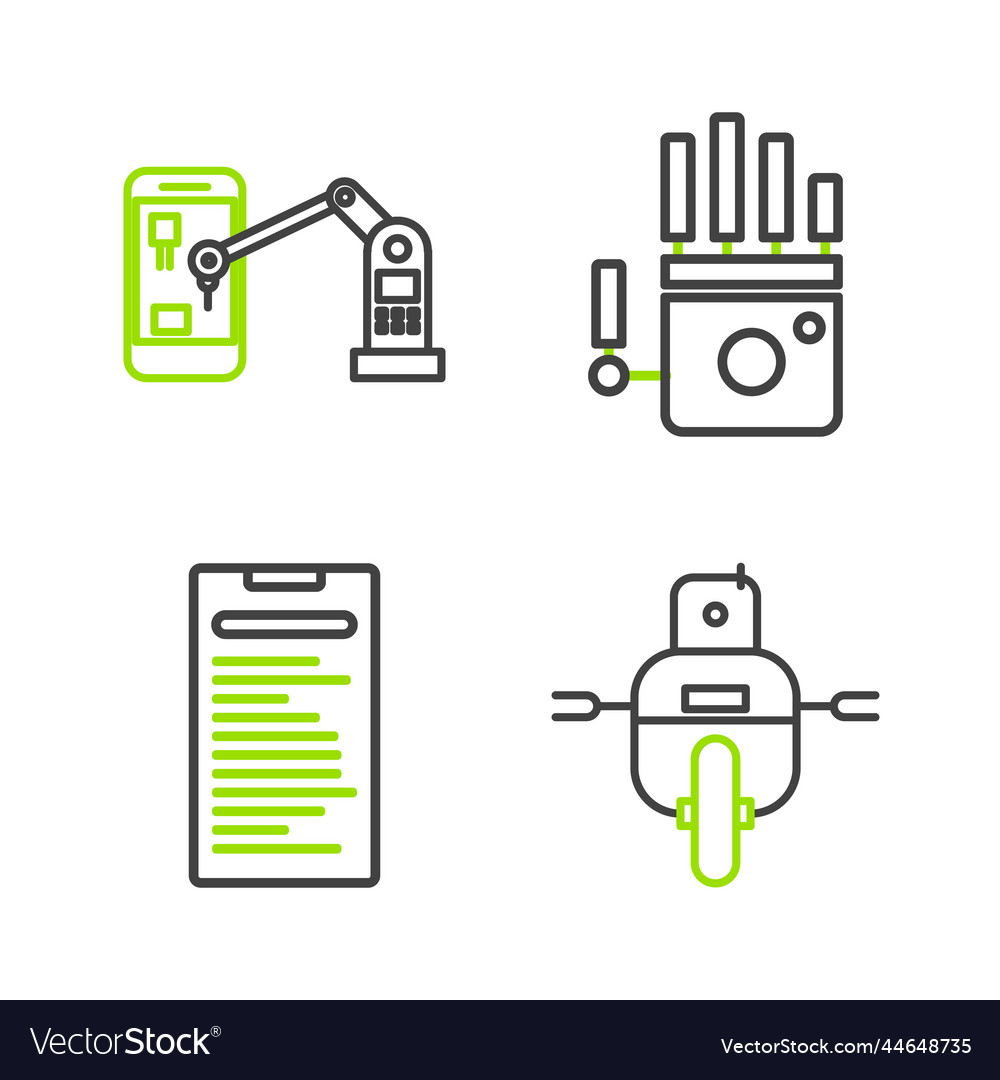 Set line robot computer api interface mechanical vector image Set line robot computer api interface mechanical