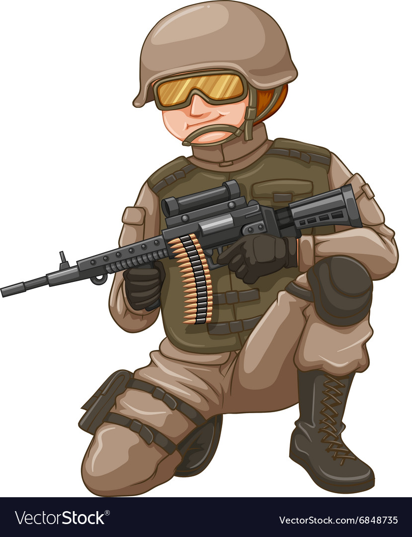 Soldier with rifle gun Royalty Free Vector Image