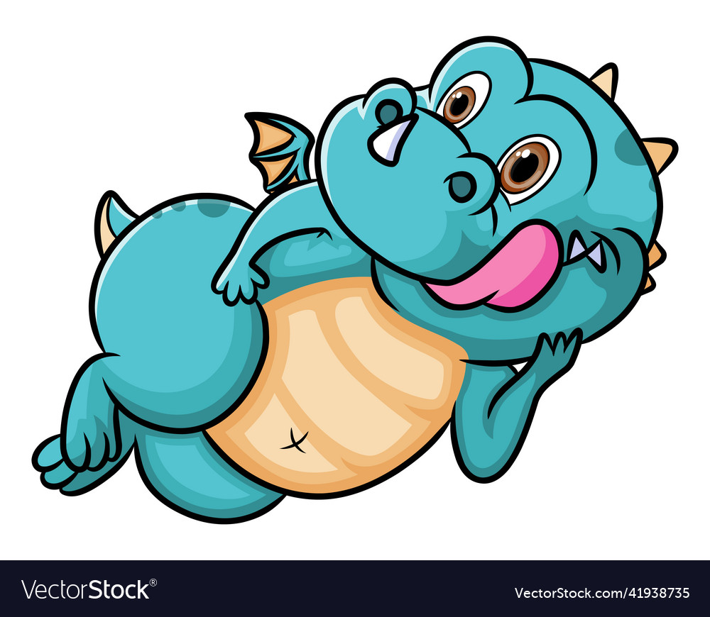 Ugly dragon with tongue out is laying down