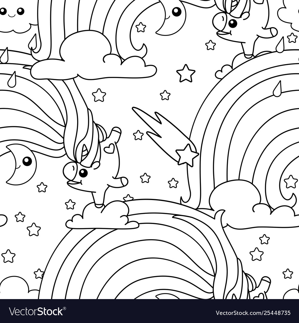 Unicorn pattern coloring page