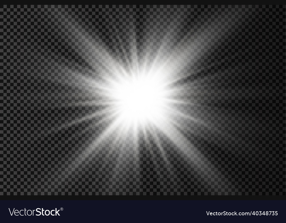 White glowing light star burst sun rays